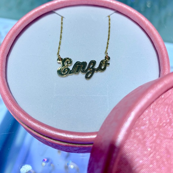 CUSTOMIZED 14 KT GOLD NAME PLATE AND 14k CHAIN - Picture 1 of 7